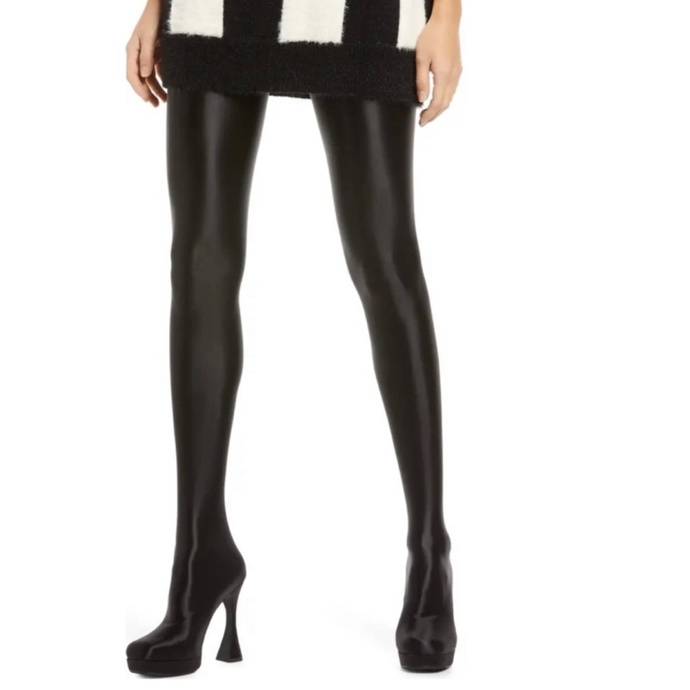 Black Shiny Platform Stiletto Tights